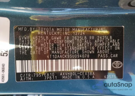 2025 Toyota Camry Xse from USA, damaged, VIN 4T1DAACK9SU094078